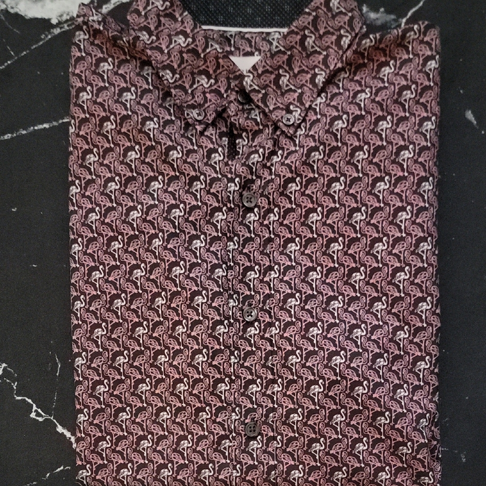 Men's Flamingo Print Shirt - Pink